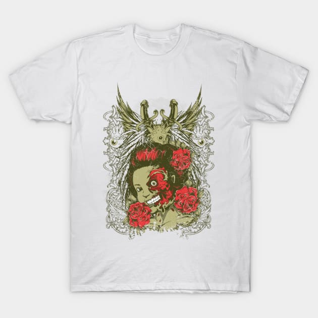 Girl with Roses T-Shirt by MuftiArt